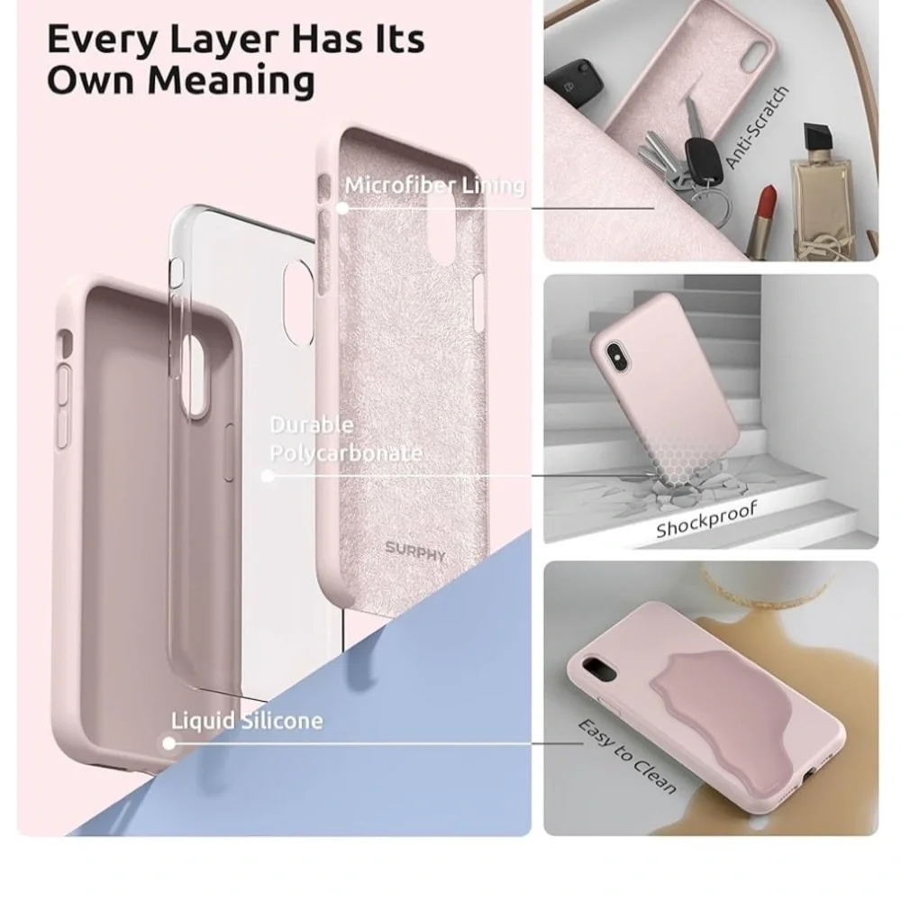 SURPHY Liquid Silicone Case iPhone X Pink Sand